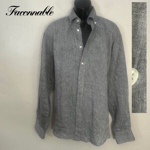 Faconnable Linen Button Down XXL Gently worn 100% linen 26" armpit to armpit